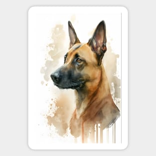 Belgian Malinois Dog Watercolor Portrait Magnet